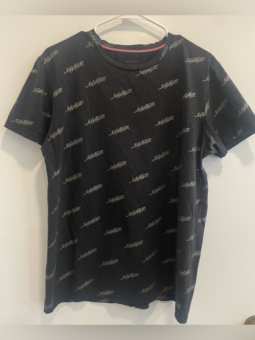 Triumph Tragedy Black Graphic Savage Short Sleeve Tee size Medium